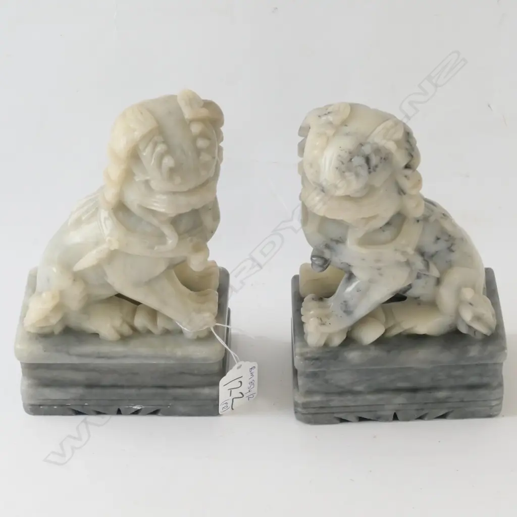 PAIR OF CARVED JADE FU DOGS 180MM H Image 1++