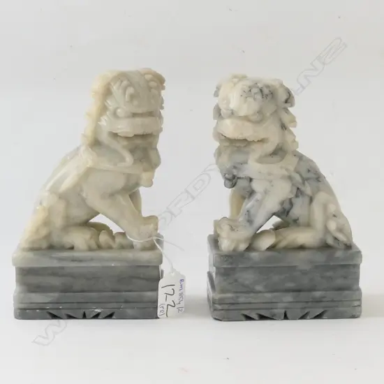 PAIR OF CARVED JADE FU DOGS 180MM H