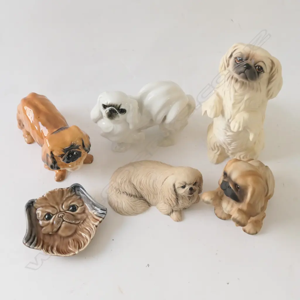 LOT ASST CERAMIC PEKINGESE DOGS BY DOULTON, WADE AND ANYSLEY ETC Image 1++