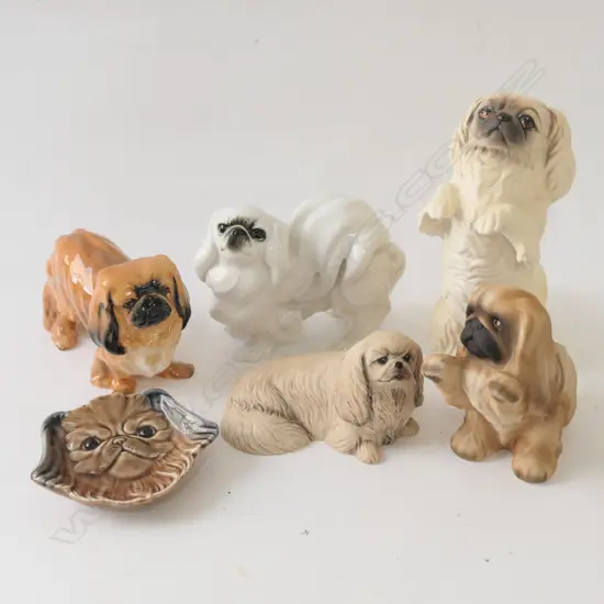 LOT ASST CERAMIC PEKINGESE DOGS BY DOULTON, WADE AND ANYSLEY ETC