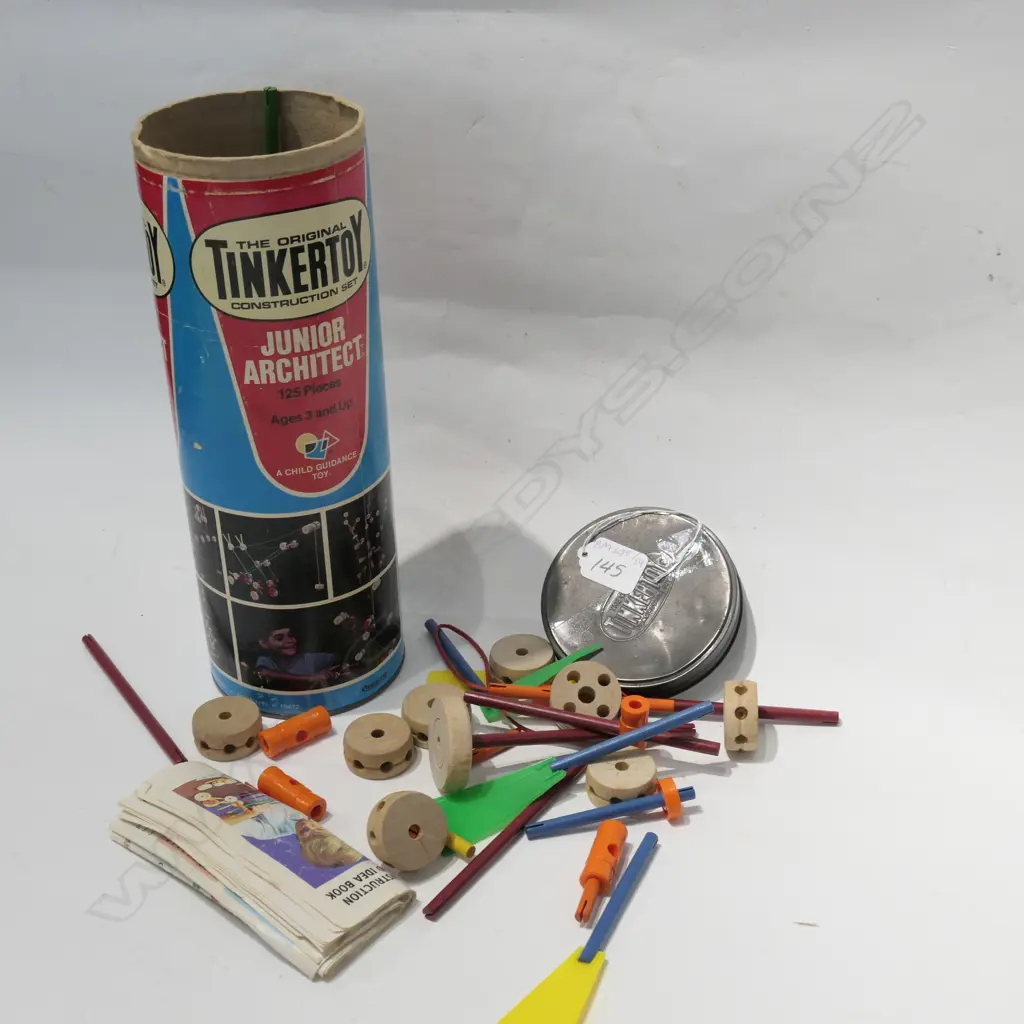 TINKERTOY JUNIOR CONSTRUCTION SET CANISTER Image 1++