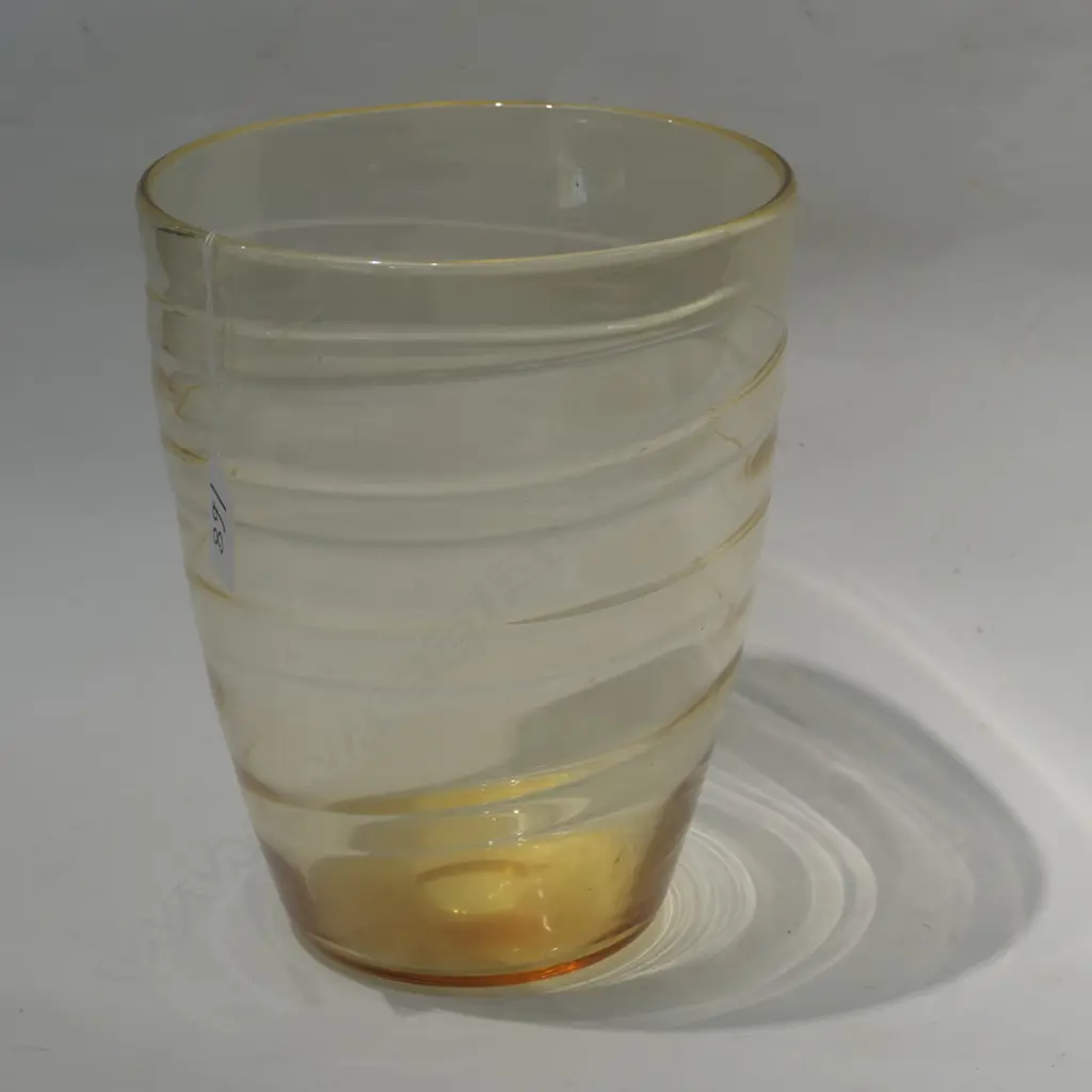 LARGE WHITEFRIARS YELLOW RIBBON TRAILED VASE Image 1++