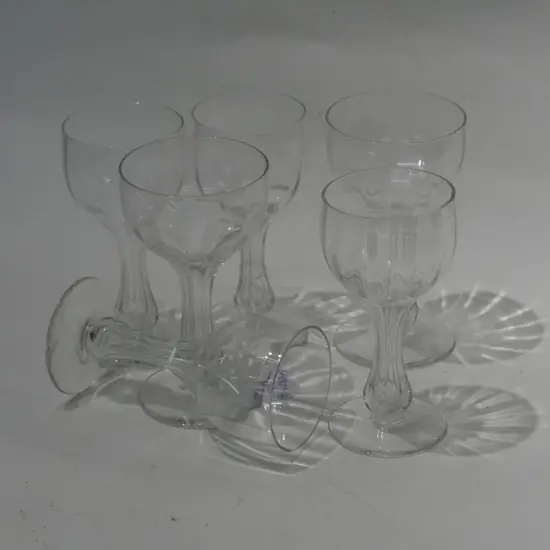 VINTAGE SET 6 HOLLOW STEM WINE GLASSES