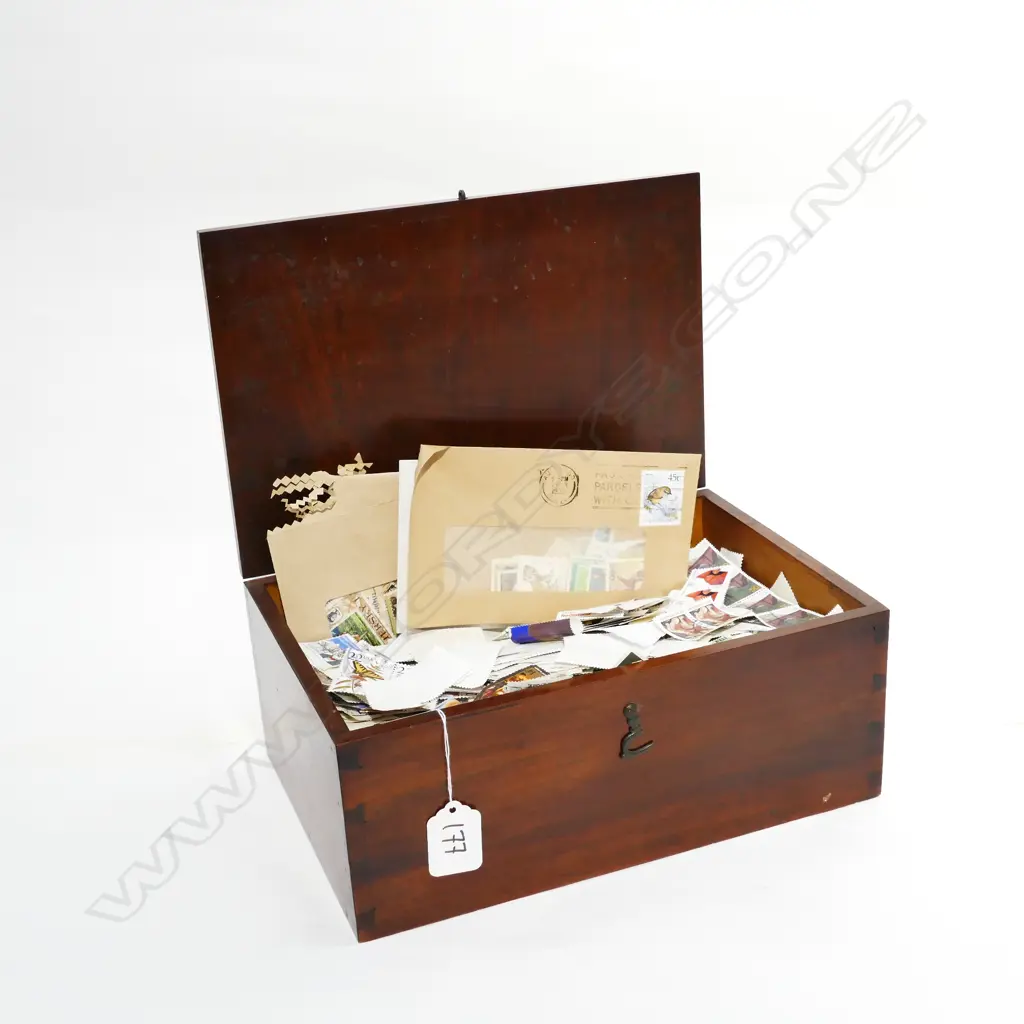 GOOD WOOD BOX FULL OF STAMPS Image 1++