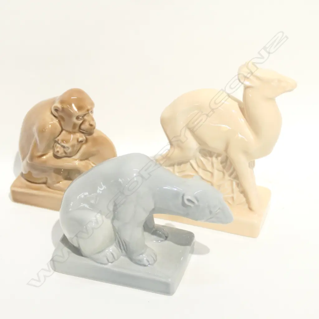 WADE SKEAPING STYLE DEER/POLAR BEAR/MONKEY 1997 260 SETS ONLY MADE WEDGWOOD OBJECTED Image 1++