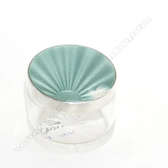 S/S AND ENAMEL LIDDED VANITY POT - BIRMINGHAM 1934 (ENAMEL A/F) 