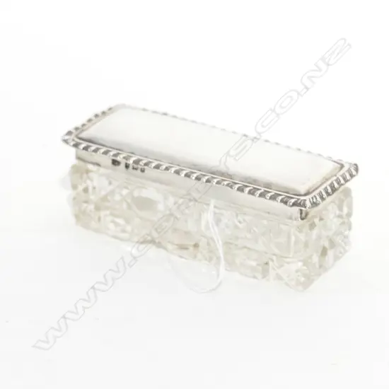 S/S CRYSTAL LIDDED BOX BIRMINGHAM 1928