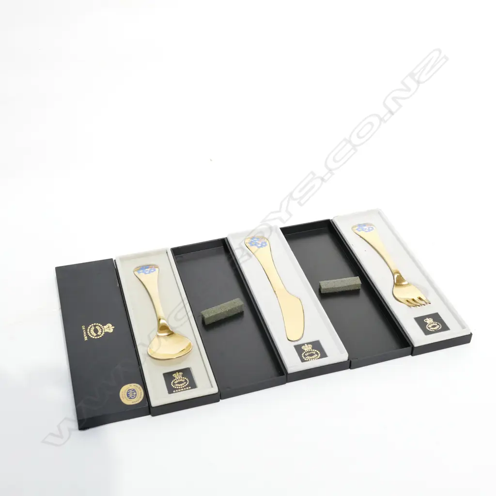 GEORG JENSEN S/S 3 PC CHILDS CUTLERY SET - KNIFE / FORK / SPOON IN BOXES Image 1++