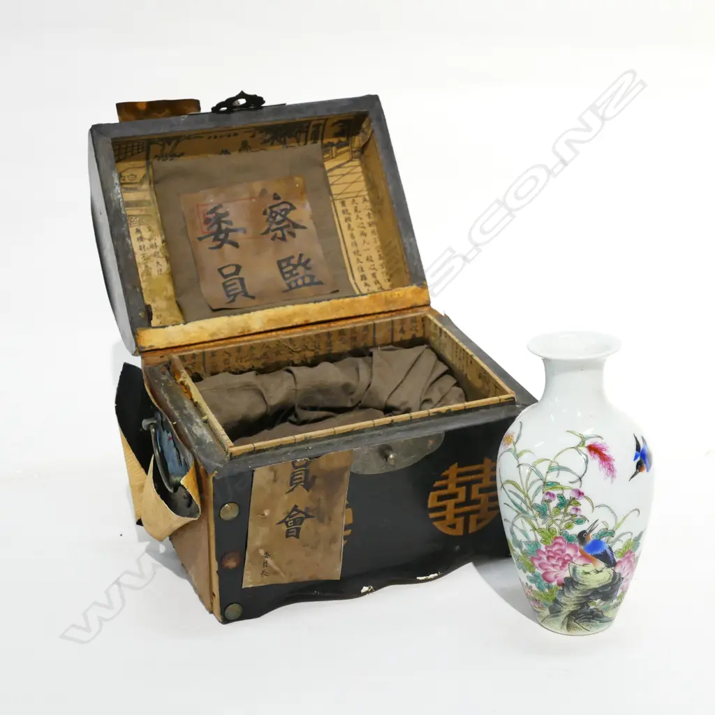 CHINESE POLYCHROME ENAMEL VASE H.140mm Image 1++