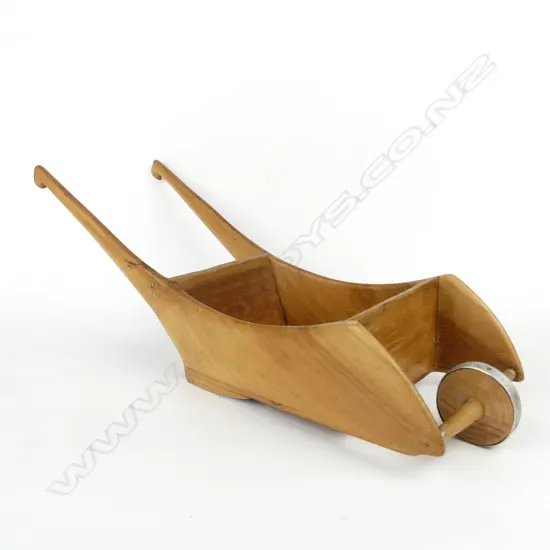 A rare Pitcairn Island souvenir wooden wheelbarrow