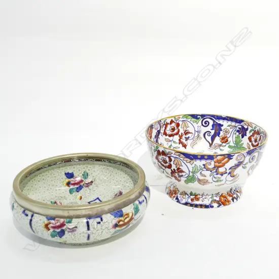 2 IMARI BOWLS; 'CORONA WARE' AND 'AMHERST JAPAN IRONSTONE'