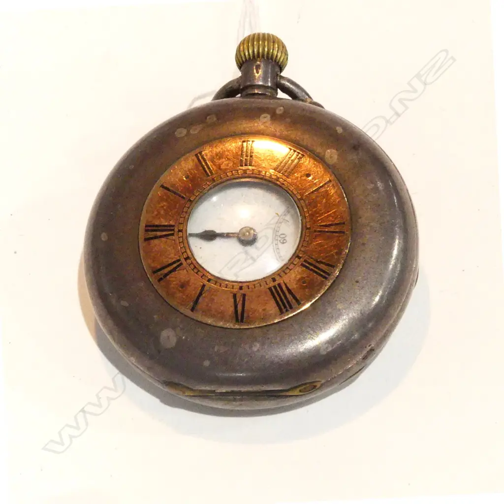 STERLING SILVER HALF HUNTER SWISS POCKET WATCH STAUFFER & CO Image 1++