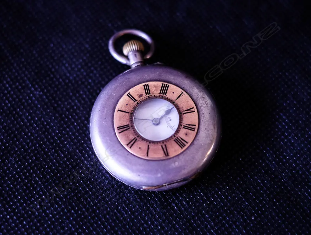 STERLING SILVER HALF HUNTER SWISS POCKET WATCH STAUFFER & CO Image 1++