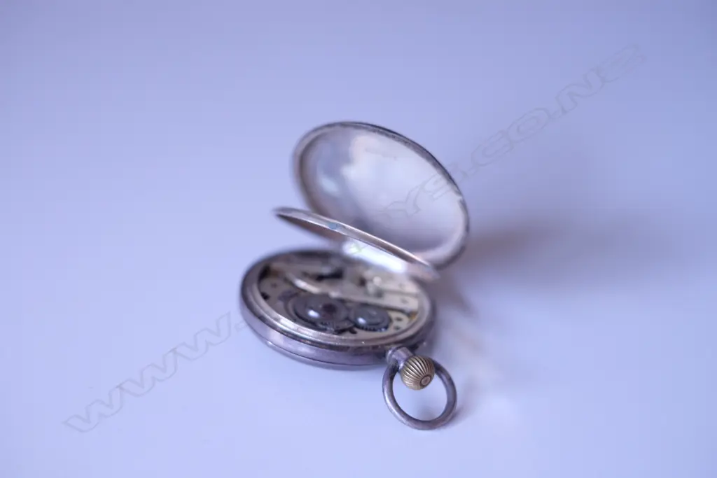 STERLING SILVER HALF HUNTER SWISS POCKET WATCH STAUFFER & CO Image 1++