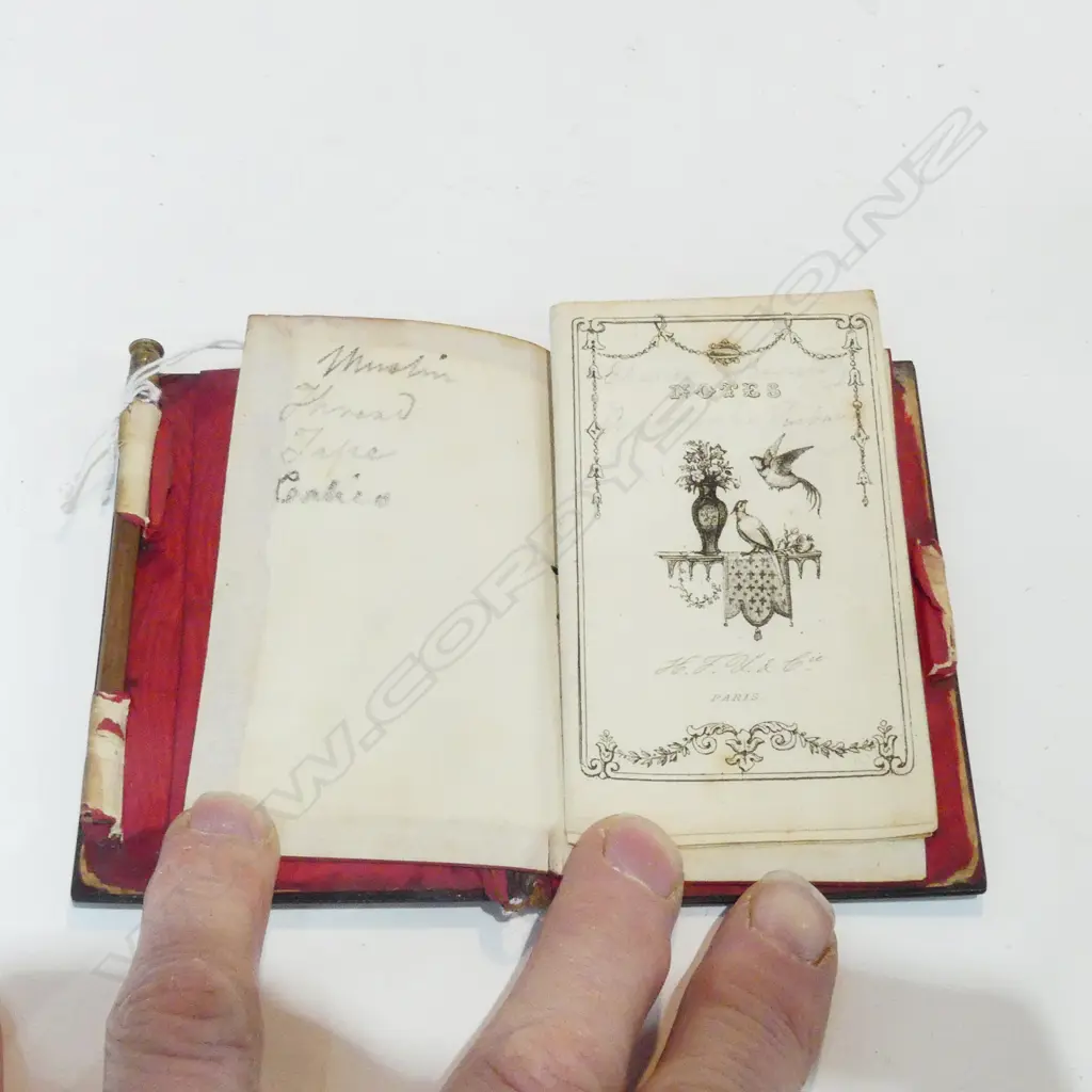 19TH. C. MINIATURE ON TIN - FINELY DETAILED W/ INLAY LACQUER COVERED NOTEBOOK Image 1++