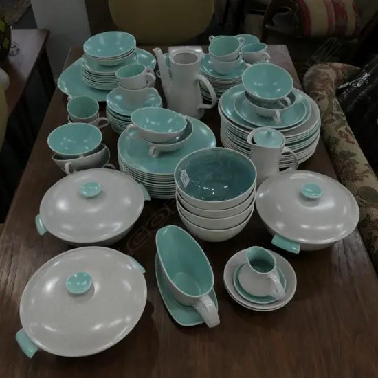 LARGE POOLE 'TWINTONE' DINNER SERVICE