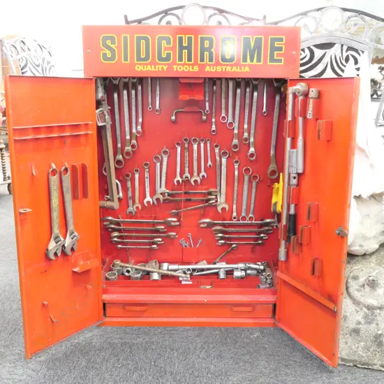 VINTAGE SIDCHROME TOOL CABINET AND CONTENTS 610MM W 920MM H