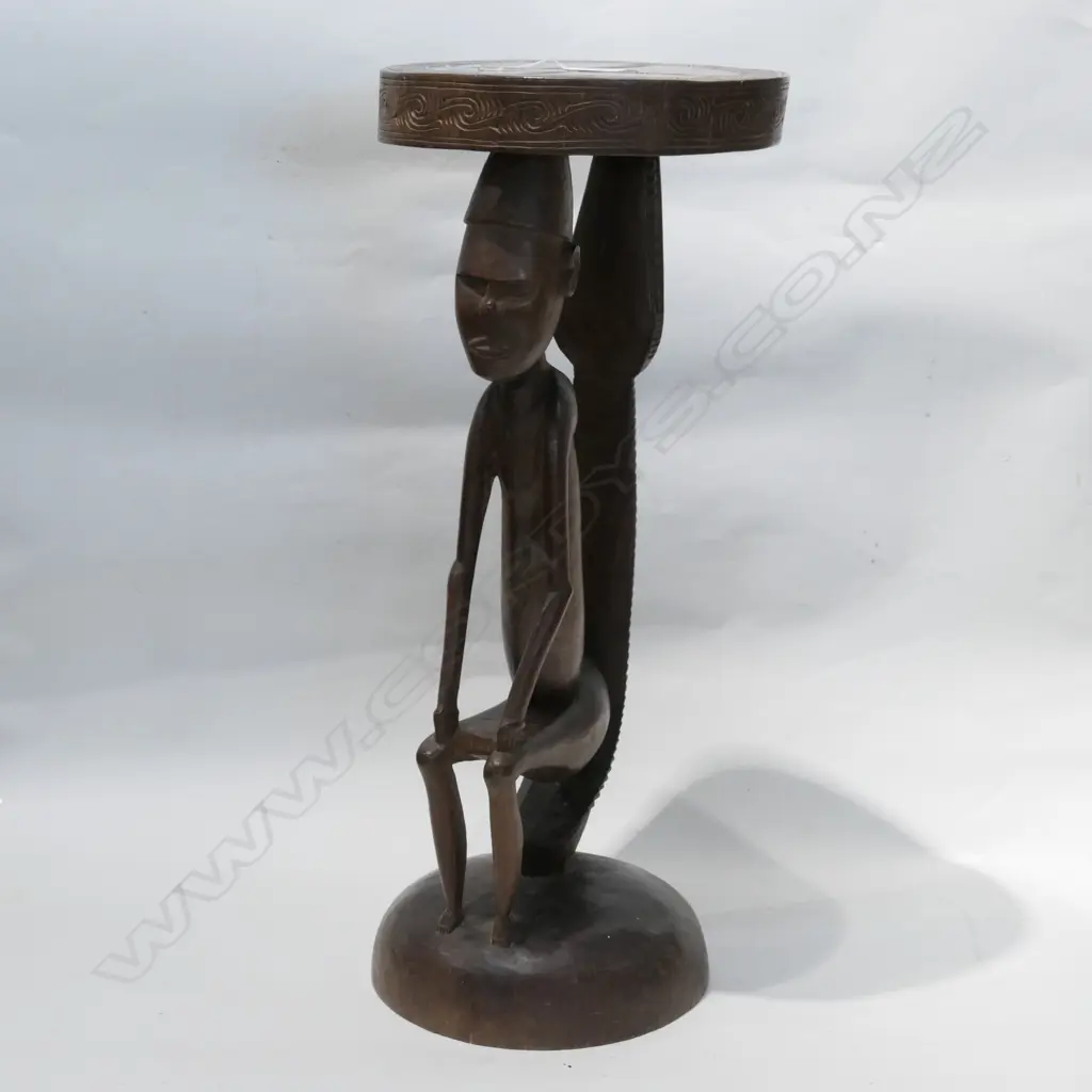 CARVED STOOL WITH SHELL INLAY H 550MM Image 1++