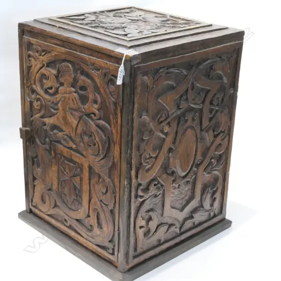 CARVED OAK CABINET 500MM H