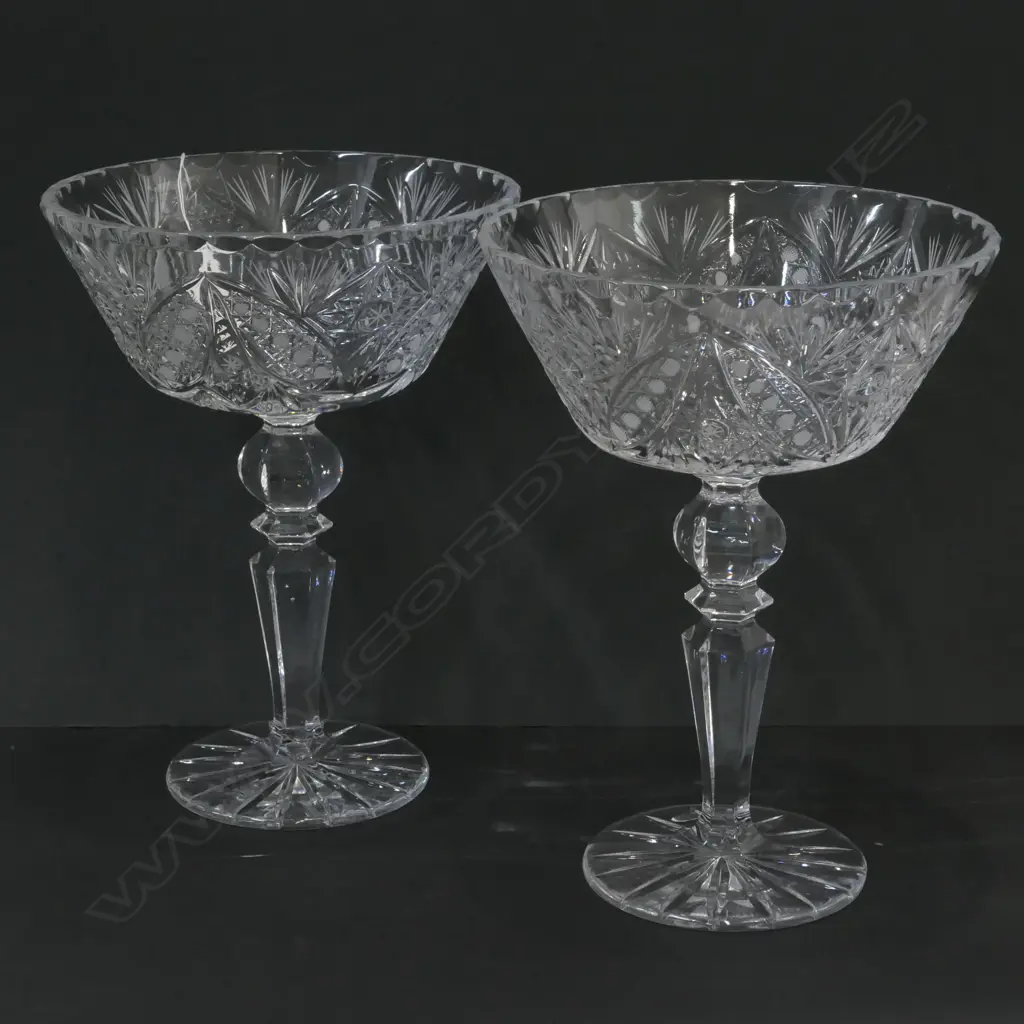 PAIR OF TALL RUSSIAN PRESSED GLASS COMPORTS 330 H Image 1++