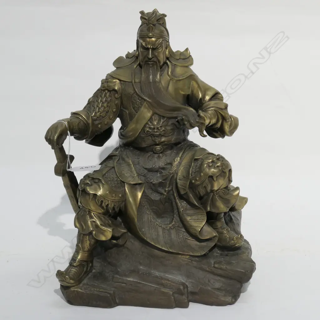 SIGNED BRASS CHINESE WARLORD 'GUAN YUN CHANG'  Image 1++