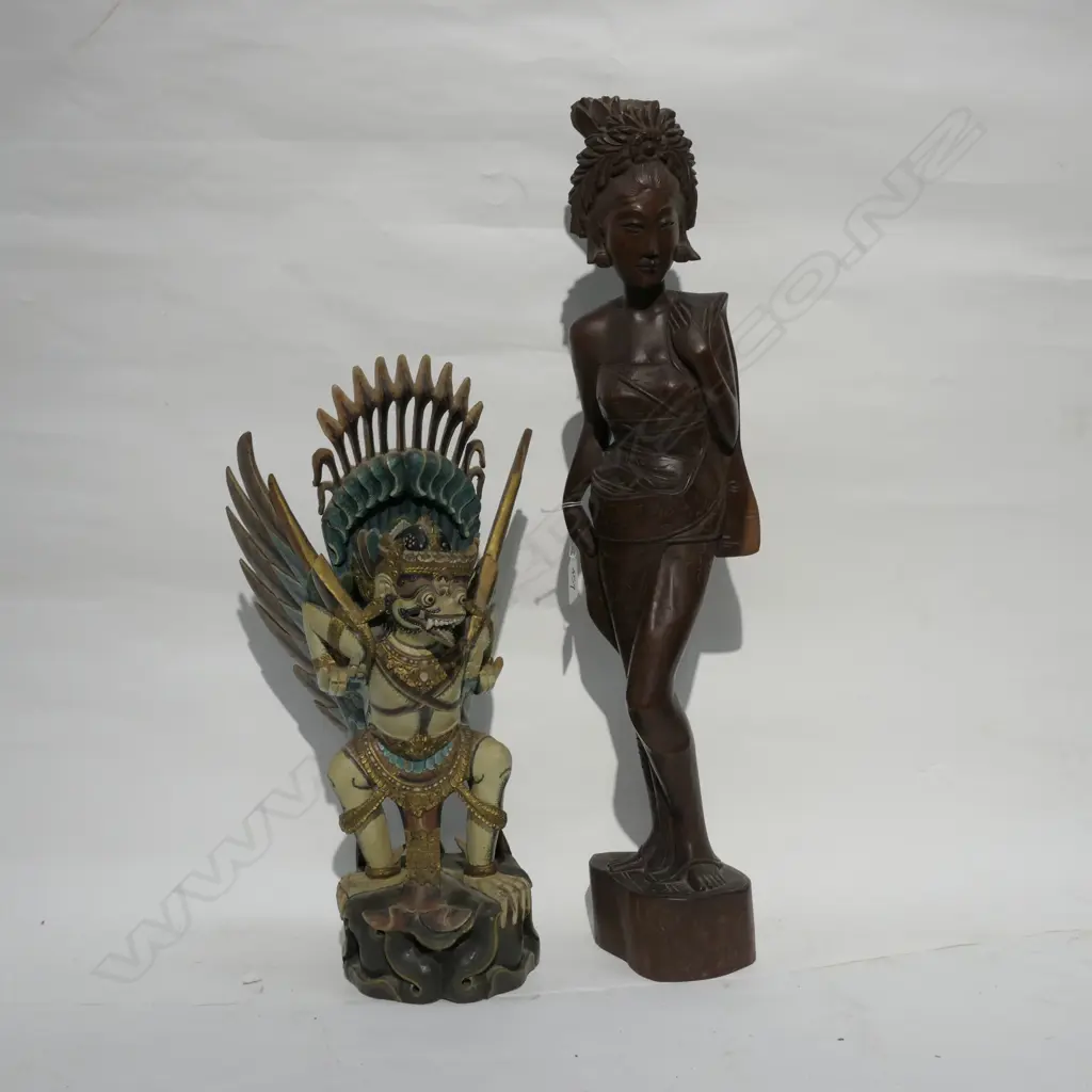 CARVED BALINESE GIRL AND GARUDA Image 1++