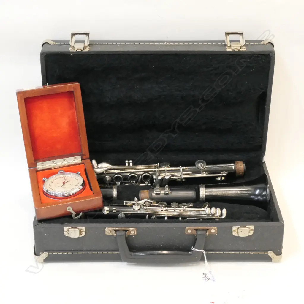 YORK UNIVERSITY STOPWATCH WITH CASE AND BOOSEY AND HAWKES CLARINET IN CASE Image 1++