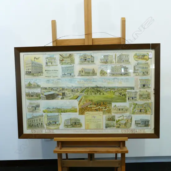 1894 LGE LITHOGRAPH 'PRINTED FOR THE "SOUTHLAND TIMES' CO.BY F.W.NIVEN & CO. Detailed 'Compliments of Frank A. Stean's Invercargill' and showing vignettes of Landmark buildings