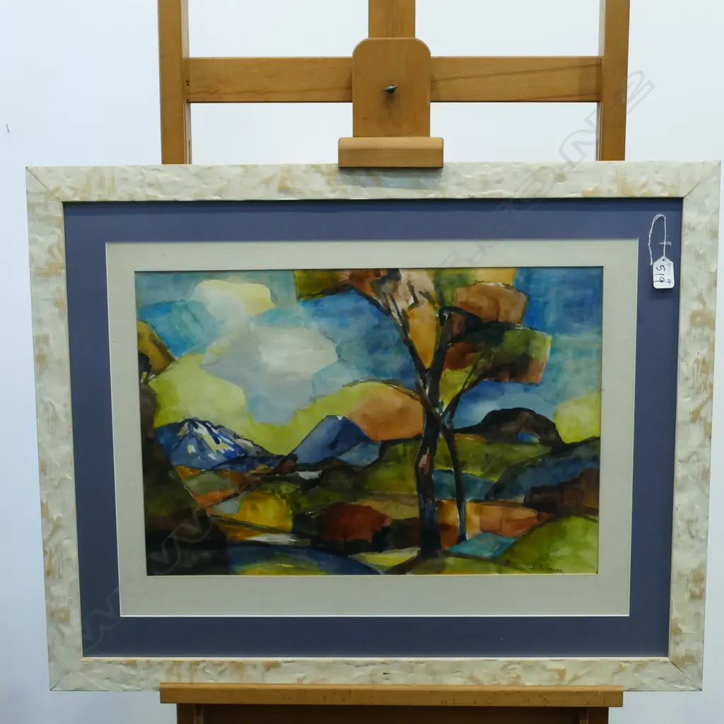 DIEDRE HELMORE (b.1917) L'SCAPE RUAPEHU & NGAURUHOE, W/C, SIGNED. 370 X 540mm Image 1++