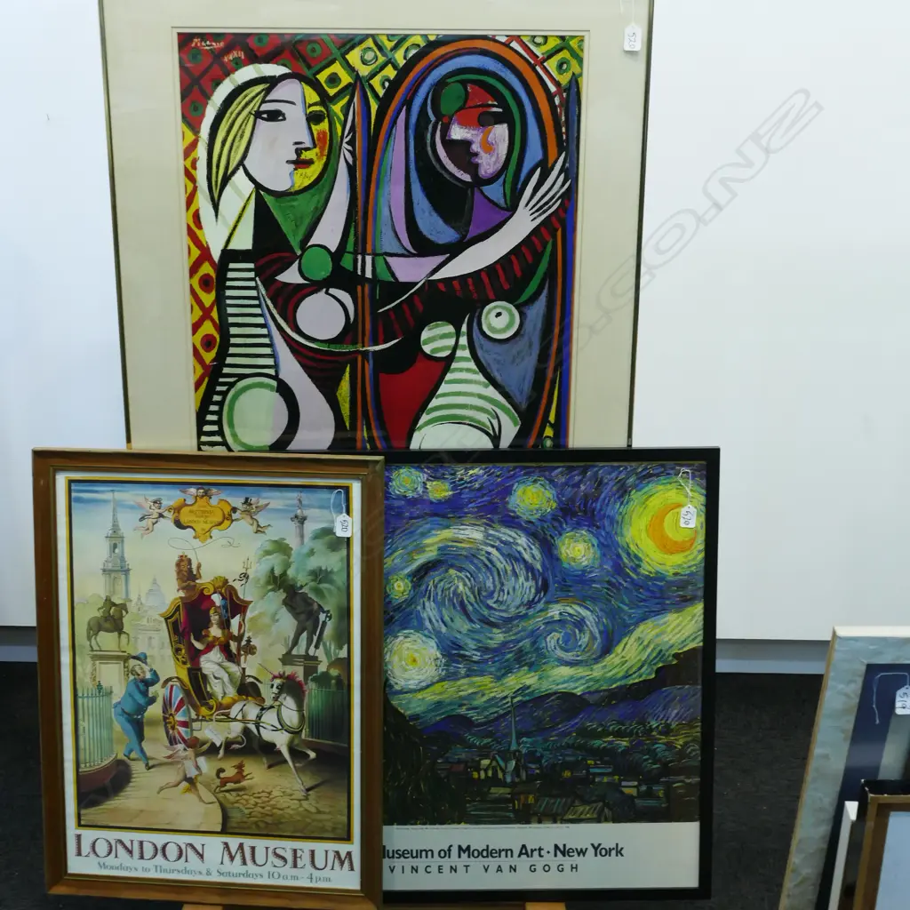 LONDON MUSEUM POSTER, PICASSO POSTER & VAN GOGH POSTER (ALL FRAMED)  Image 1++
