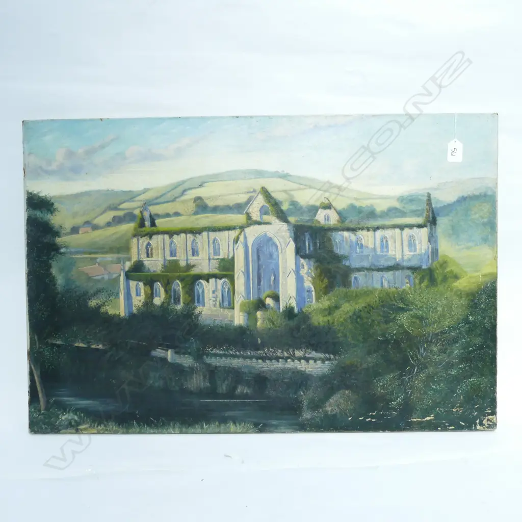 VICTORIAN OIL ON CANVAS CATHEDRAL RUINS 760 X 510MM Image 1++