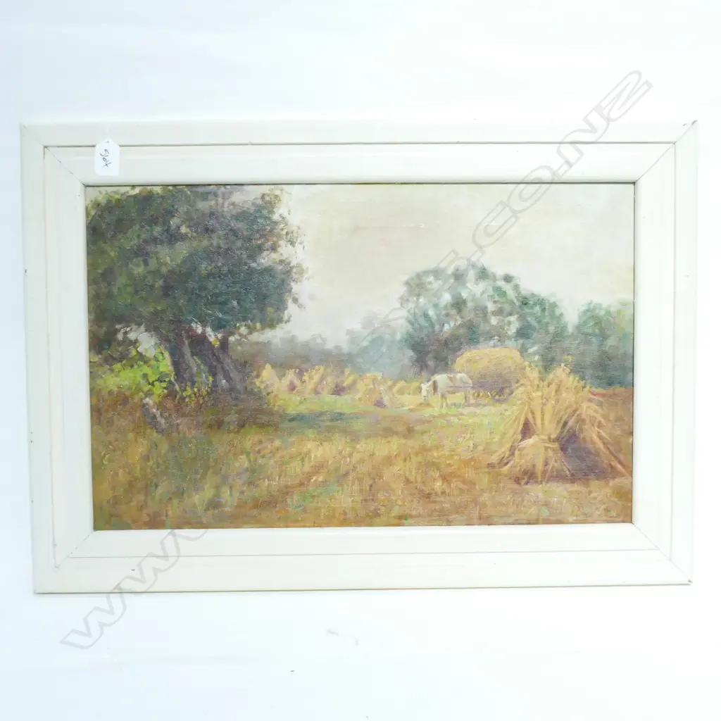 COUNTRY HAY STACKS SCENE OIL H 470MM W 680MM Image 1++