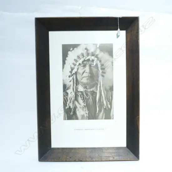 AMERICAN INDIAN OAK FRAMED PRINT - FRAME H.780MM W. 560MM