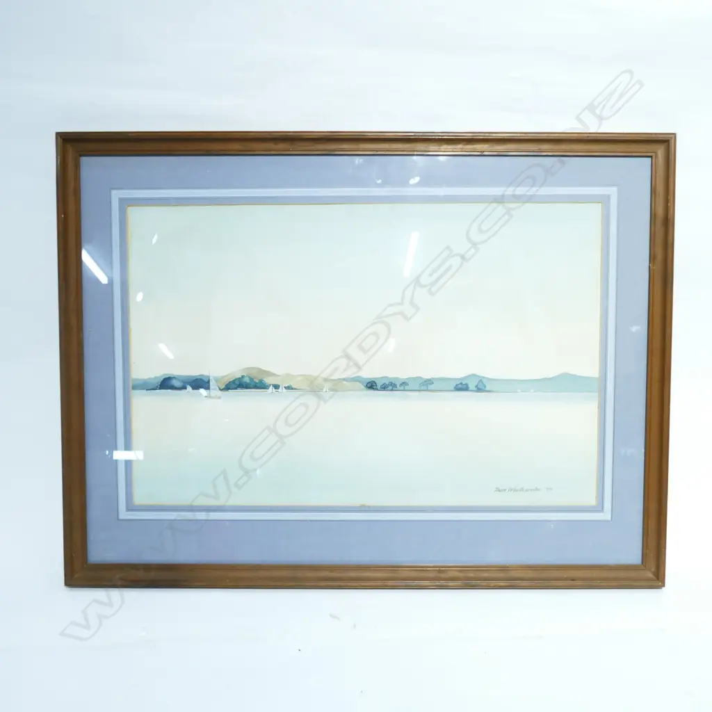 BEN WOOLLCOMBE W/C YACHTING HAURAKI GULF SIGNED AND DATED '77. 340 X 540mm Image 1++
