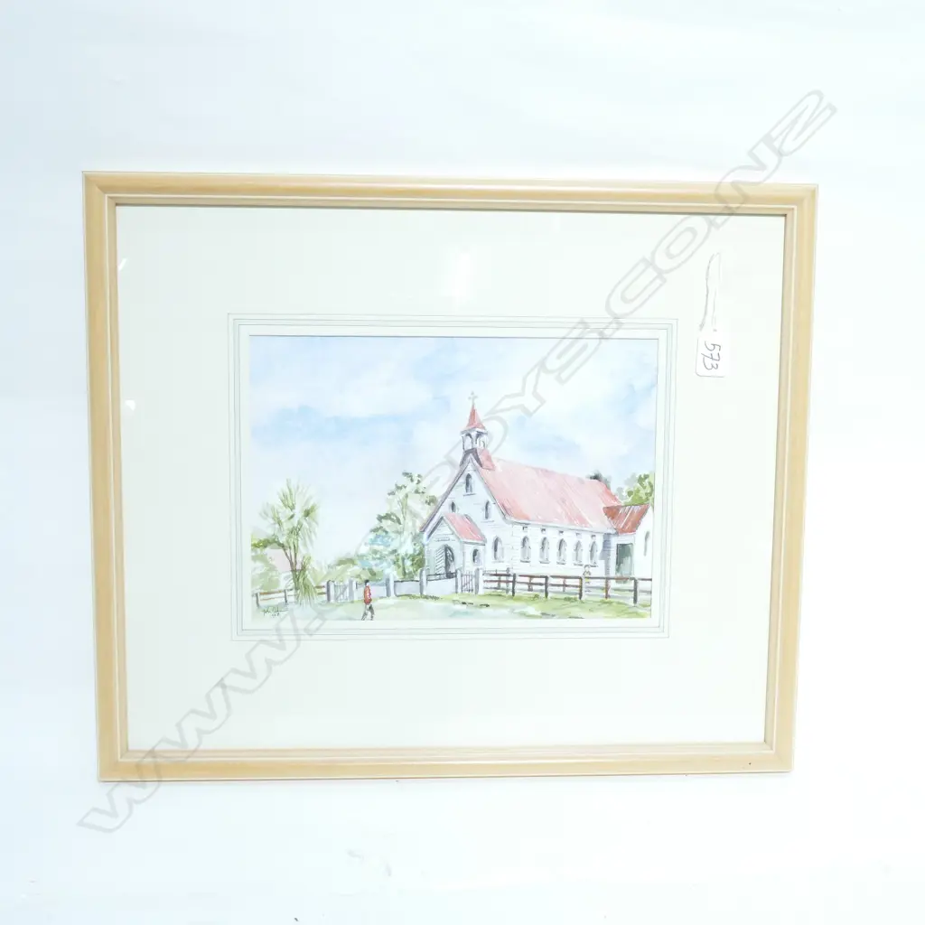 WATERCOLOUR ARTIST UNKNOWN CHURCH Image 1++