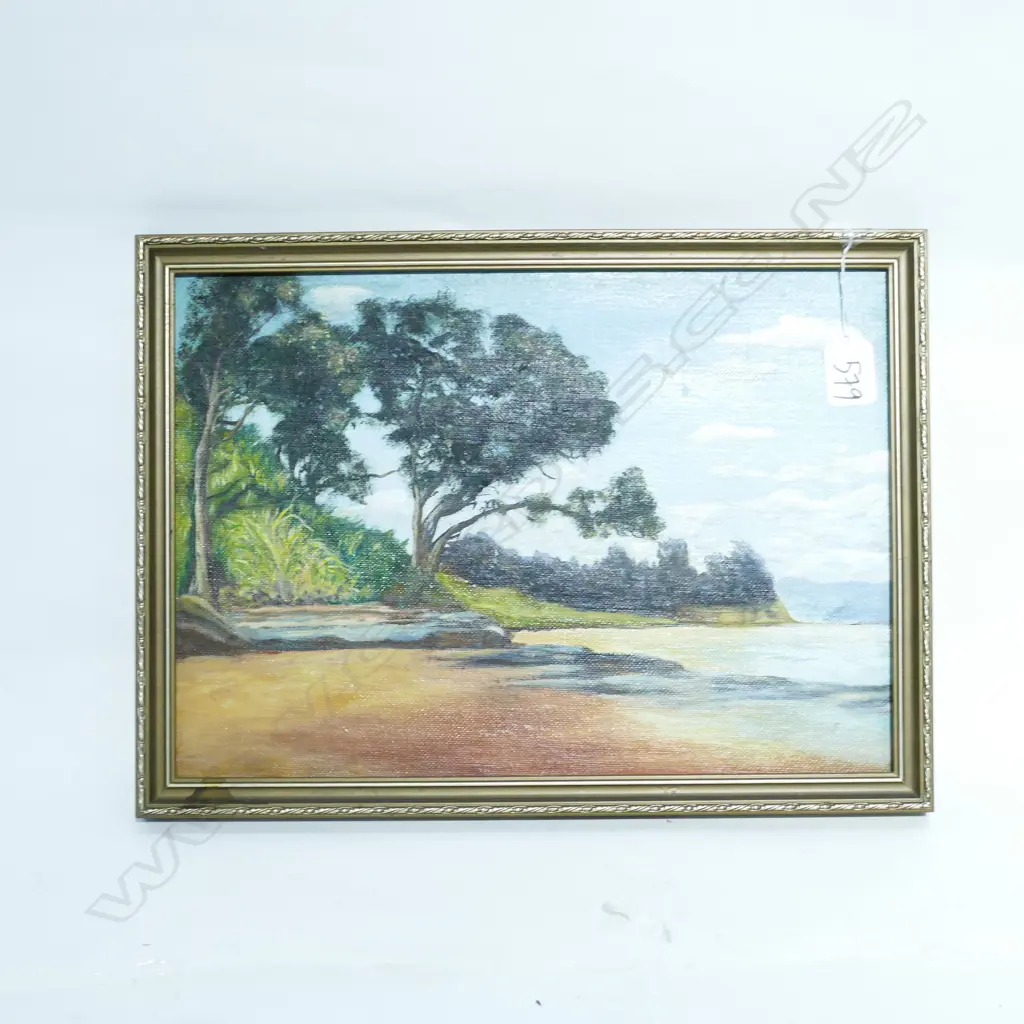 PAT HALL OIL  RED BEACH LOOKING NORTH INTO THE SUN. 230 x 340mm Image 1++