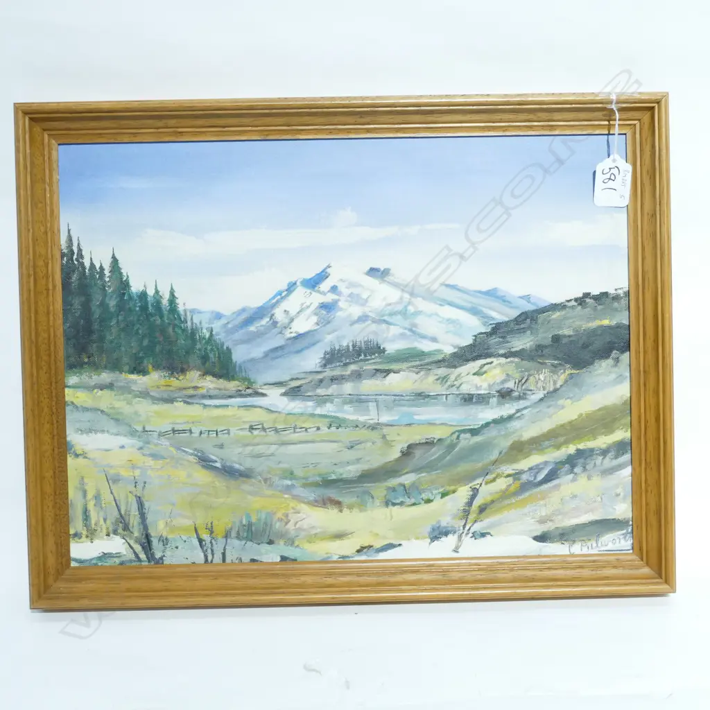 CHARLES PICKWORTH, OIL ON BOARD, MOUNTAIN LANDSCAPE. 290 X 390mm Image 1++
