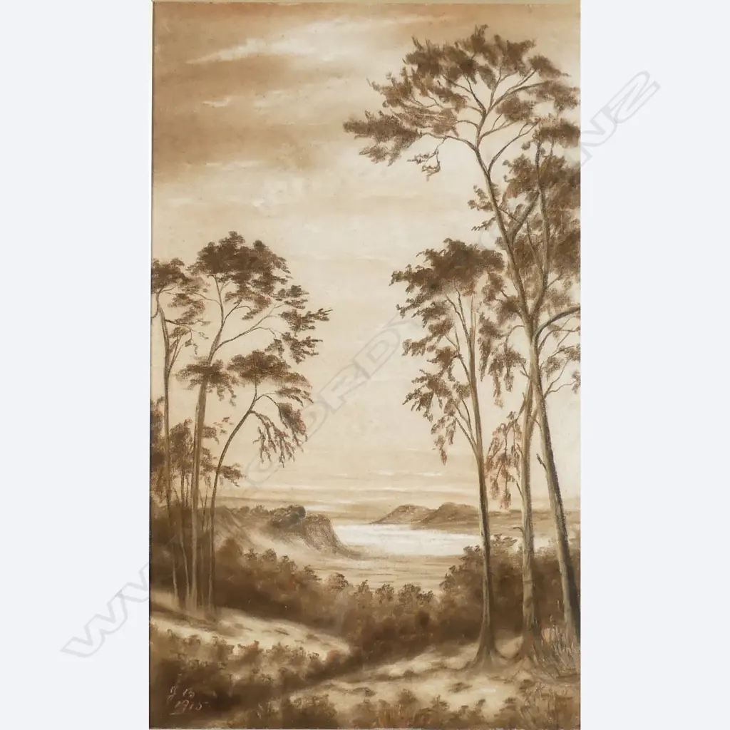 J A BOND, LANDSCAPE, PASTEL, INITIALLED AND DATED 1915. 560 X 330MM. Image 1++