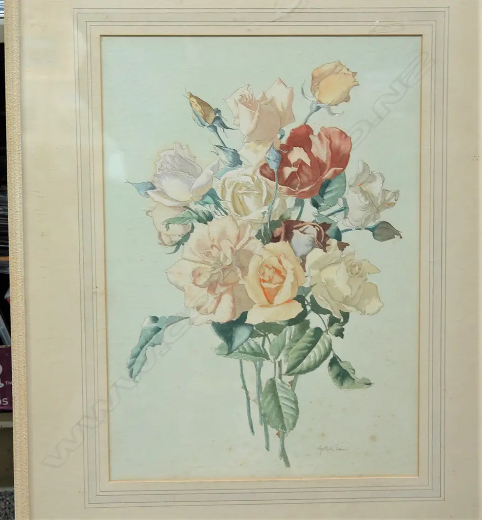 ALAN STUART PATERSON, STILL LIFE ROSES, WATERCOLOUR, SIGNED. 415 X 295mm. Image 1++