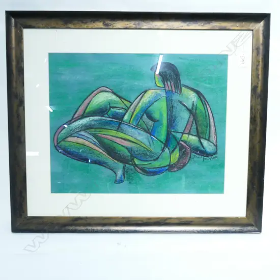 THEO JANSSEN PASTEL RECLINING FIGURE 385 x 480mm