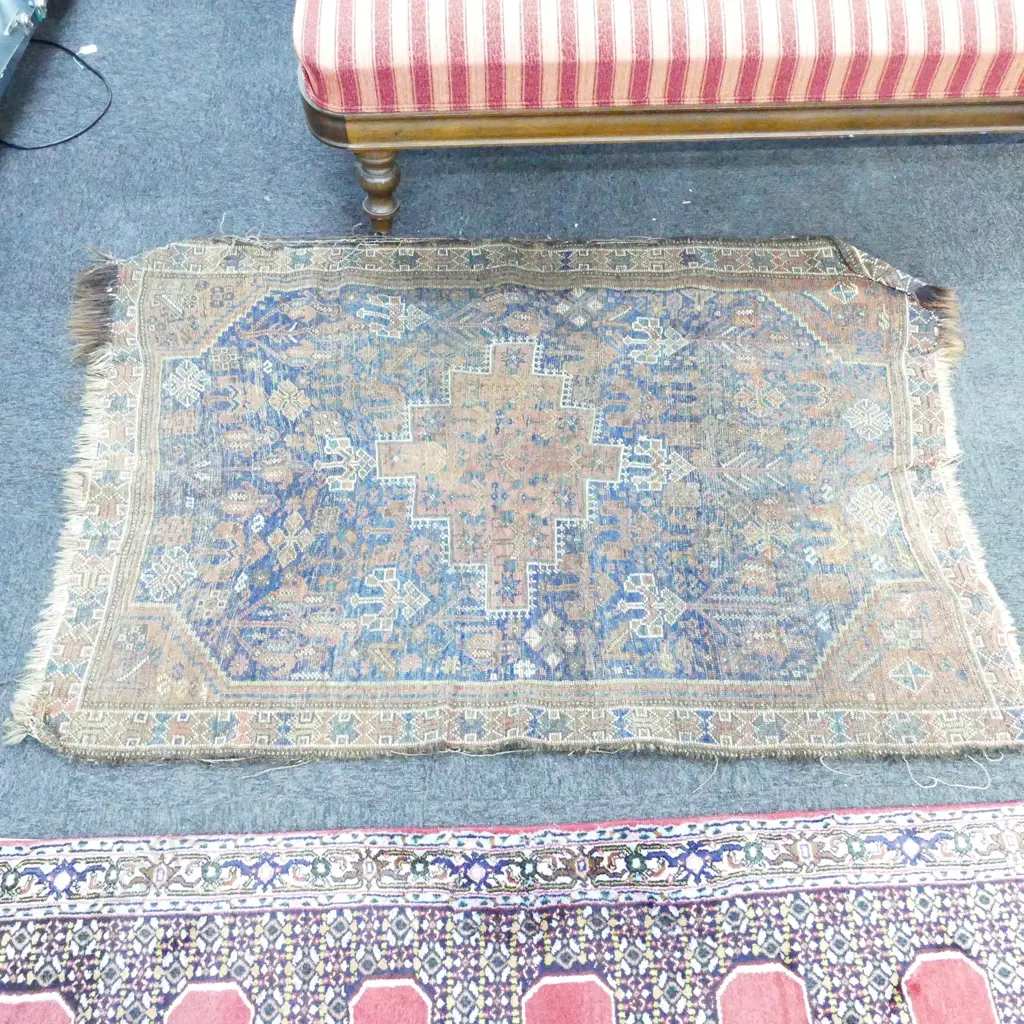 LOVELY OLD FADED/WORN ANTIQUE SHIRVAN RUG 1130 X 1530 Image 1++