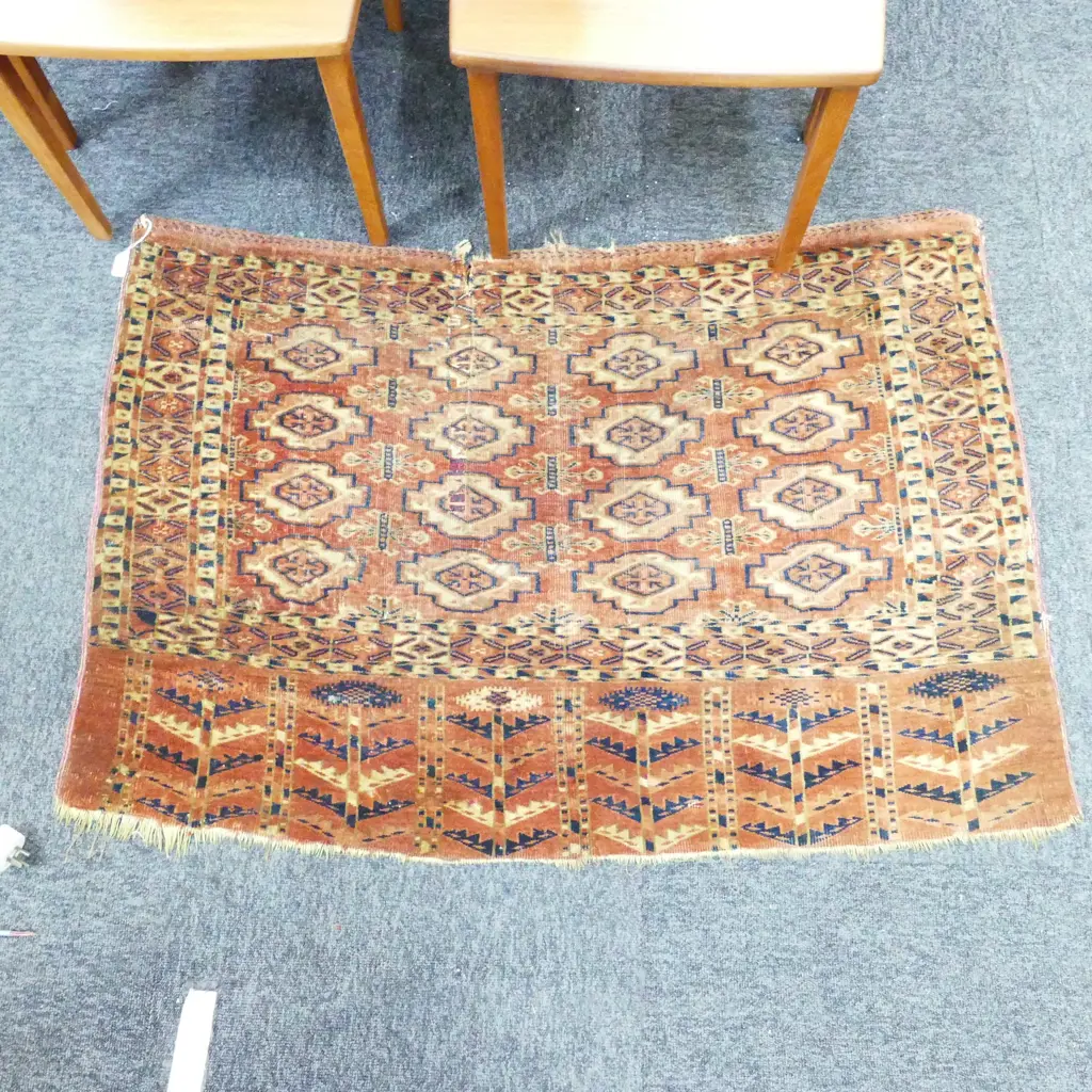 ANTIQUE TURKOMAN SMALL RUG 760 X 1100MM Image 1++
