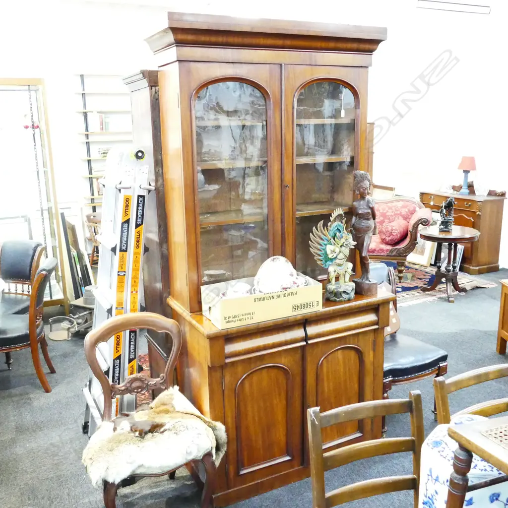 GLAZED UPRIGHT MAHOGANY CABINET H 2240MM Image 1++