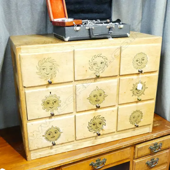 9 DRAWER FILING CABINET WITH PAINTED DECORATION H 600