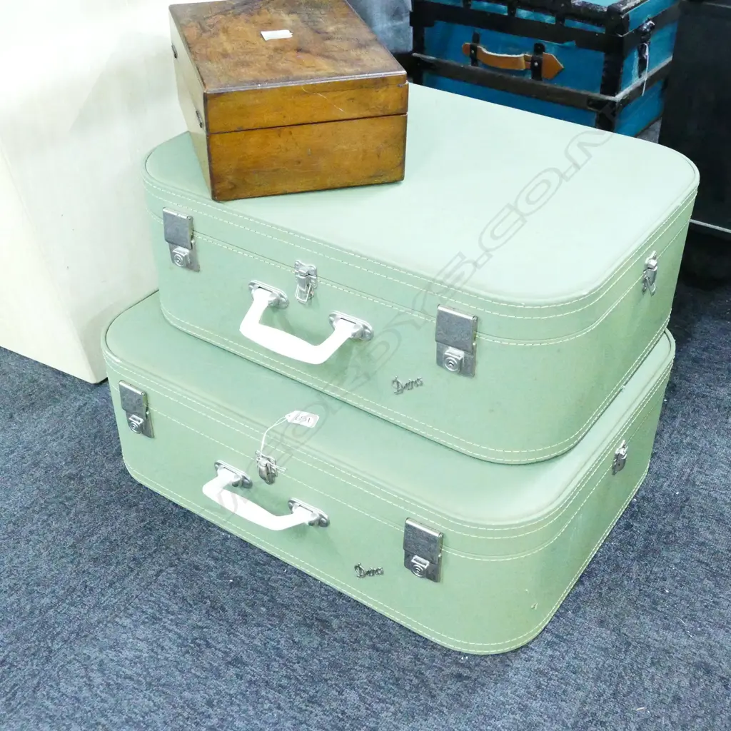 PR GREEN RETRO TRAVEL SUITCASES Image 1++
