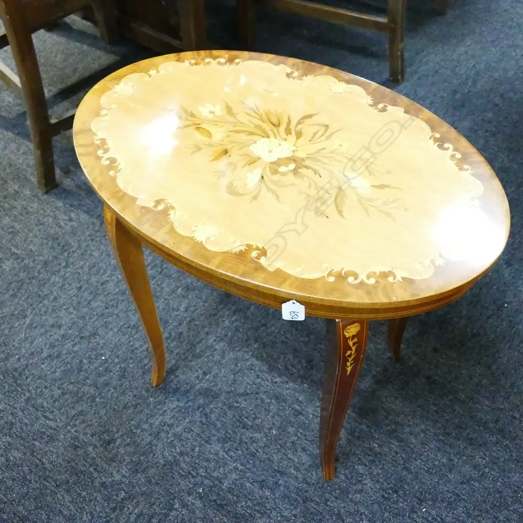 SORRENTO INLAY OVAL MUSIC TABLE 500MM H Image 1++