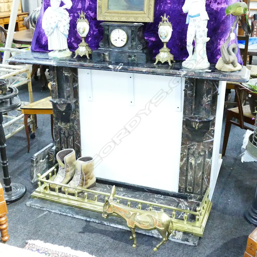 C19OO MOTTLED MARBLE CARVED FIRE SURROUND Image 1++