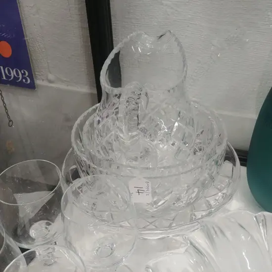 3 CRYSTAL BOWLS & JUG