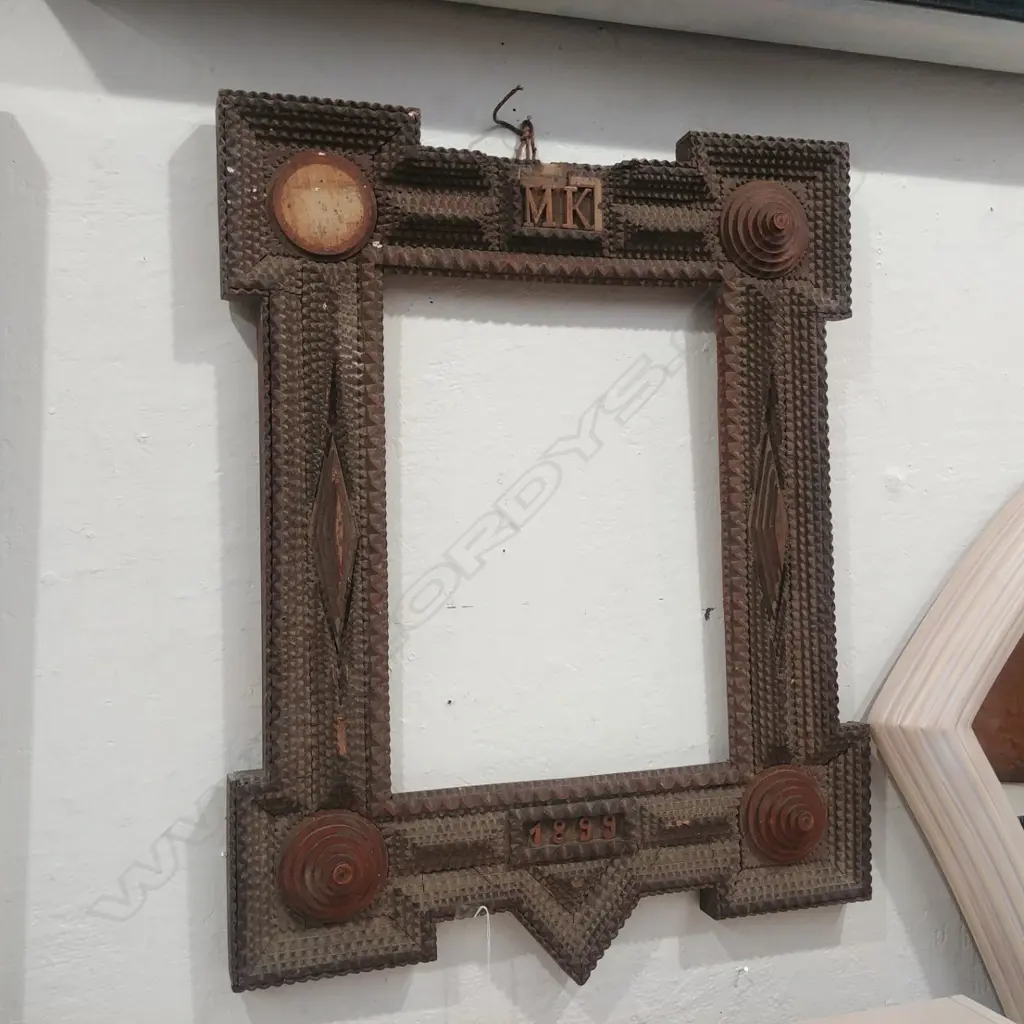 FRENCH POKER WORK MIRROR FRAME  Image 1++