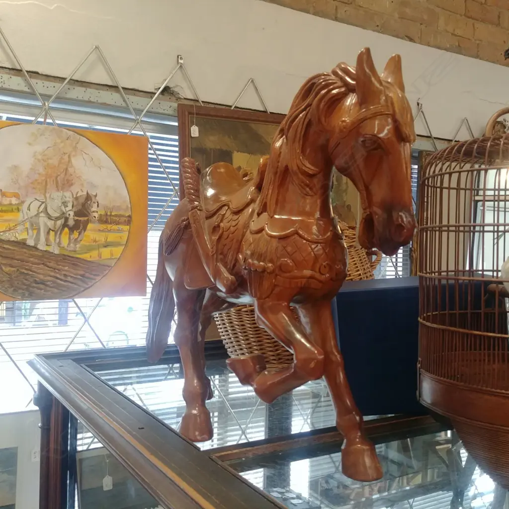 CARVED WOODEN HORSE Image 1++
